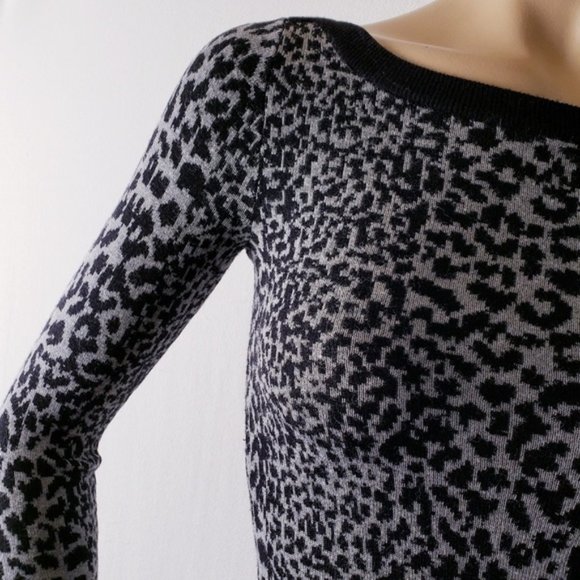 *💟 Host Pick💟*French Connection Black Grey 🐆Leopard Sweater Dress - Picture 2 of 10